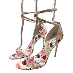 Aldo Sandyy Emoji Graffiti Love Rainbow Heart Heels Sz 9